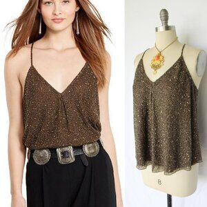 Ralph Lauren POLO collection brown beaded sequin tank dress top cami tunic M